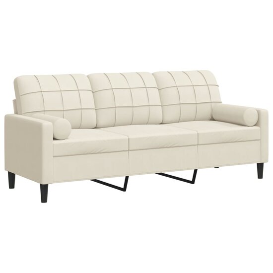 Driezitsbank Met Sierkussens Fluweel Kleurig 180 cm Cr&egrave;me