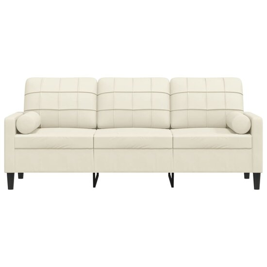 Driezitsbank Met Sierkussens Fluweel Kleurig 180 cm Cr&egrave;me