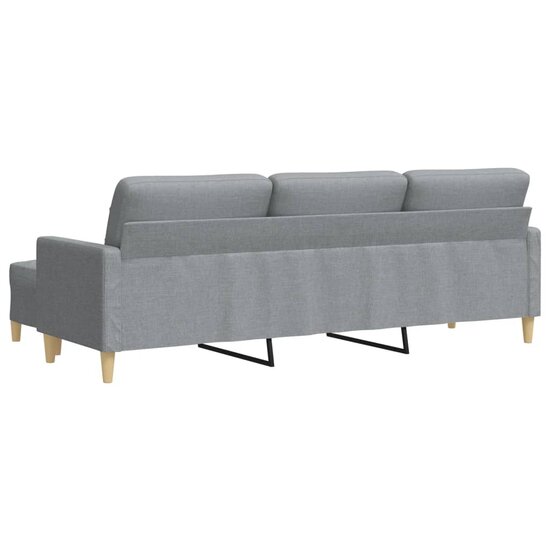 Driezitsbank Met Voetenbank Stof 210 cm Lichtgrijs