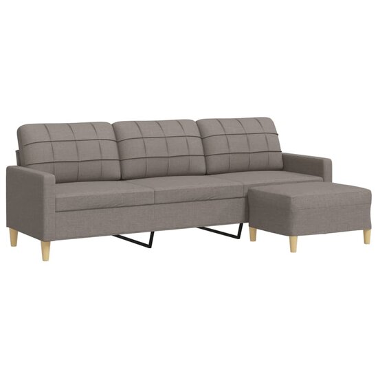 Driezitsbank Met Voetenbank Stof 210 cm Taupe