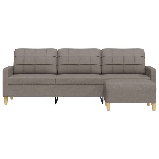 Driezitsbank Met Voetenbank Stof 210 cm Taupe