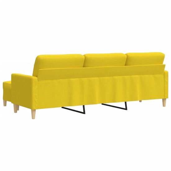 Driezitsbank Met Voetenbank Stof 210 cm Lichtgeel