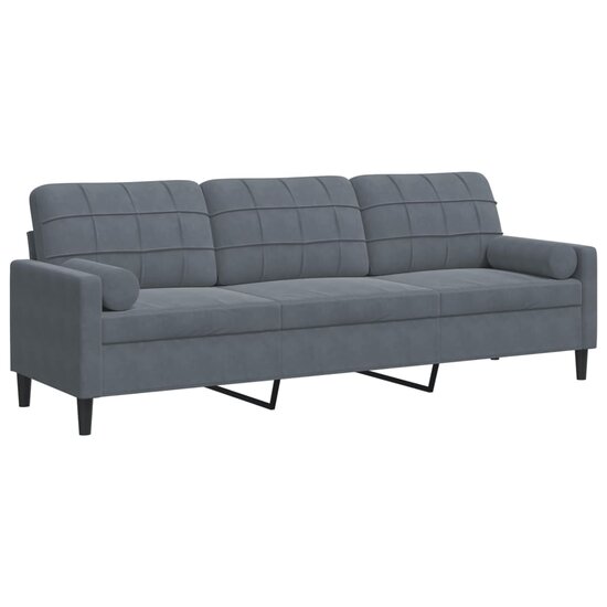 3-Zitsbank Met Sierkussens Fluweel 210 cm Donkergrijs