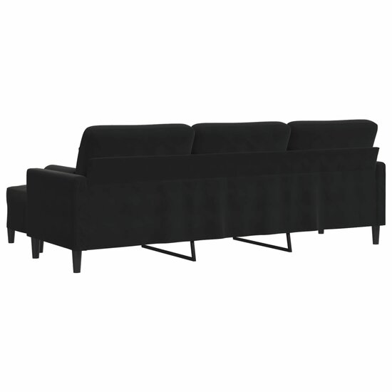 Driezitsbank Met Voetenbank Fluweel 210 cm Zwart