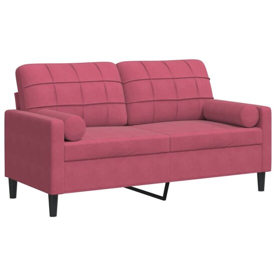 Tweezitsbank Met Sierkussens Fluweel 140 cm Wijnrood