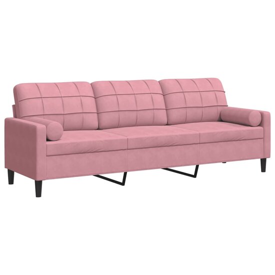 3-Zitsbank Met Sierkussens Fluweel 210 cm Roze