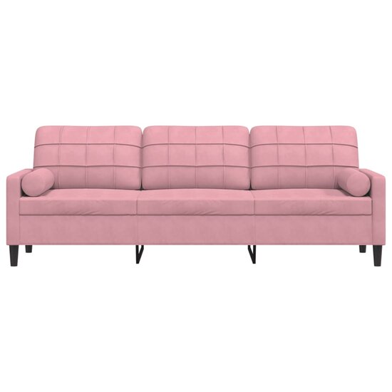 3-Zitsbank Met Sierkussens Fluweel 210 cm Roze