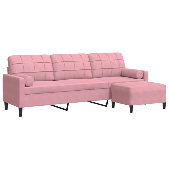 Driezitsbank Met Voetenbank Fluweel 210 cm Roze