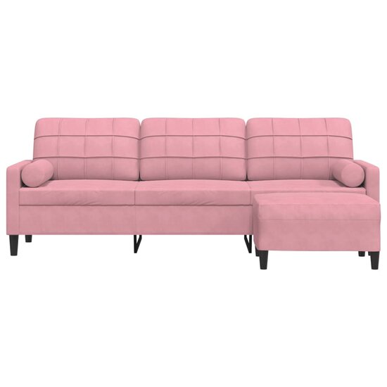 Driezitsbank Met Voetenbank Fluweel 210 cm Roze
