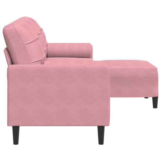 Driezitsbank Met Voetenbank Fluweel 210 cm Roze