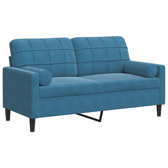 Tweezitsbank Met Sierkussens Fluweel 140 cm Blauw