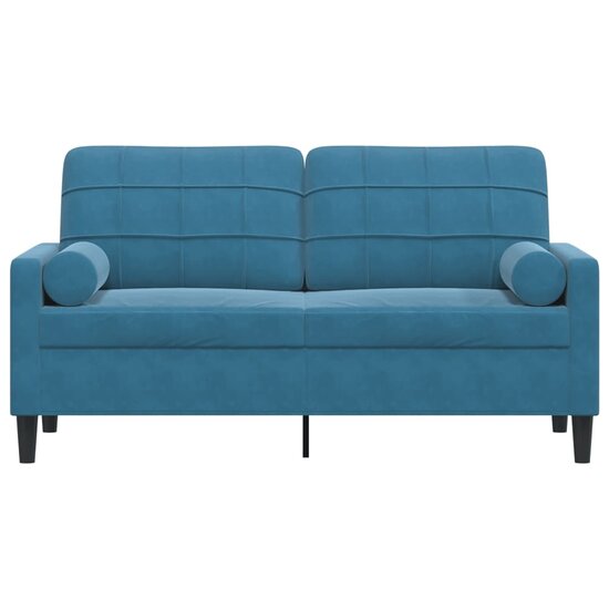 Tweezitsbank Met Sierkussens Fluweel 140 cm Blauw