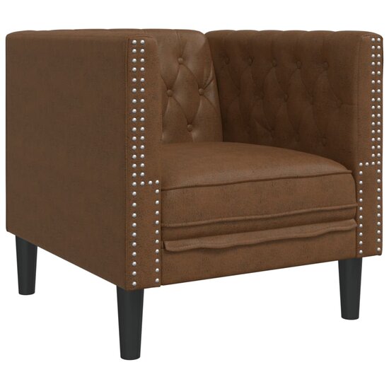 Fauteuil Chesterfield-Stijl Kunstsu&egrave;de Bruin