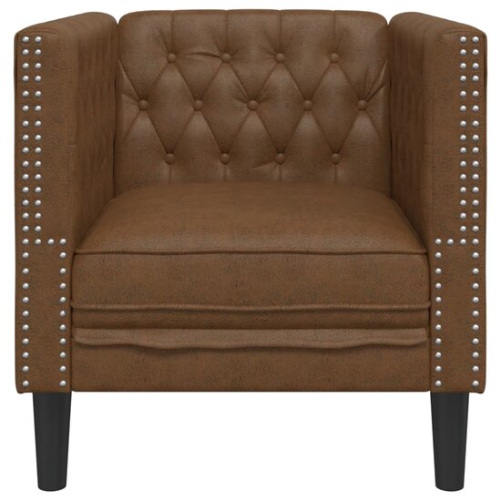 Fauteuil Chesterfield-Stijl Kunstsu&egrave;de Bruin