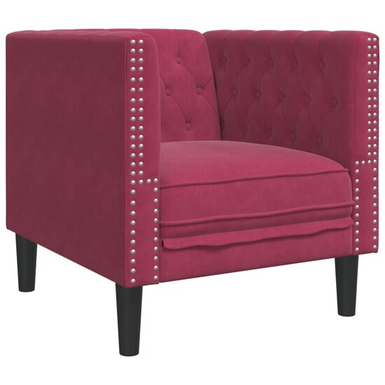 Fauteuil Chesterfield-Stijl Fluweel Wijnrood