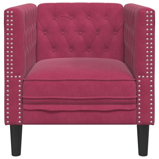 Fauteuil Chesterfield-Stijl Fluweel Wijnrood