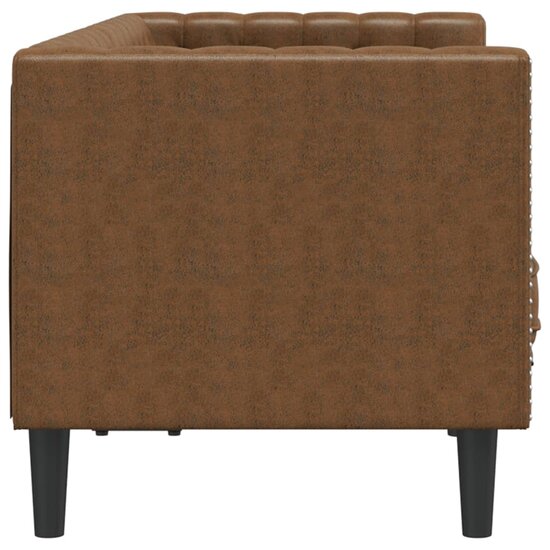 Chesterfield-Stijl Met Bolsters Kunstsu&egrave;de Bruin Tweezitsbank