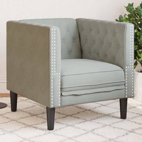 Fauteuil Chesterfield-Stijl Fluweel Lichtgrijs