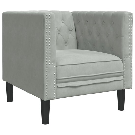 Fauteuil Chesterfield-Stijl Fluweel Lichtgrijs
