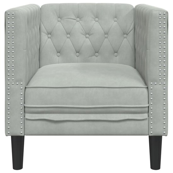 Fauteuil Chesterfield-Stijl Fluweel Lichtgrijs