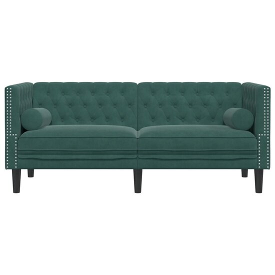 Chesterfield-Stijl En Bolsters Fluweel Donkergroen Tweezitsbank