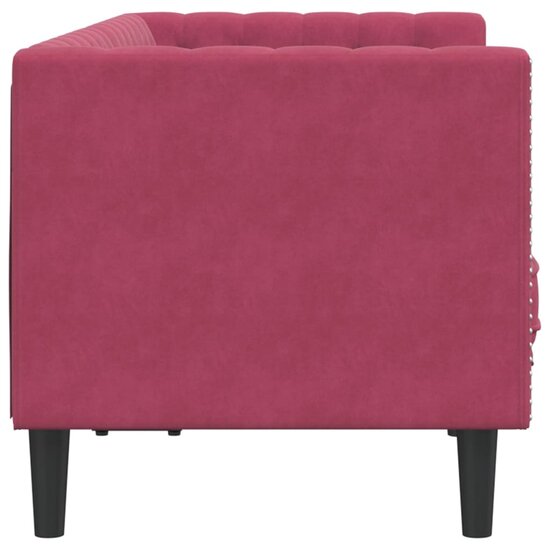 Chesterfield-Stijl En Bolsters Fluweel Wijnrood Tweezitsbank