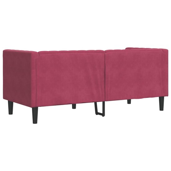 Chesterfield-Stijl En Bolsters Fluweel Wijnrood Tweezitsbank
