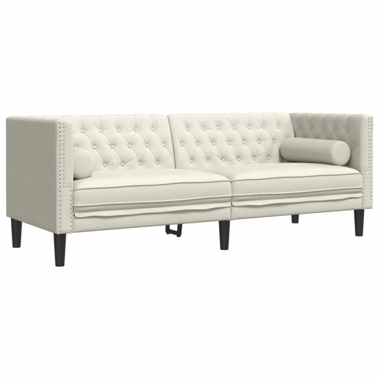 Chesterfield-Stijl Met Bolsters Fluweel Kleur Cr&egrave;me Driezitsbank