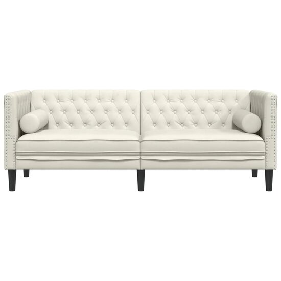 Chesterfield-Stijl Met Bolsters Fluweel Kleur Cr&egrave;me Driezitsbank
