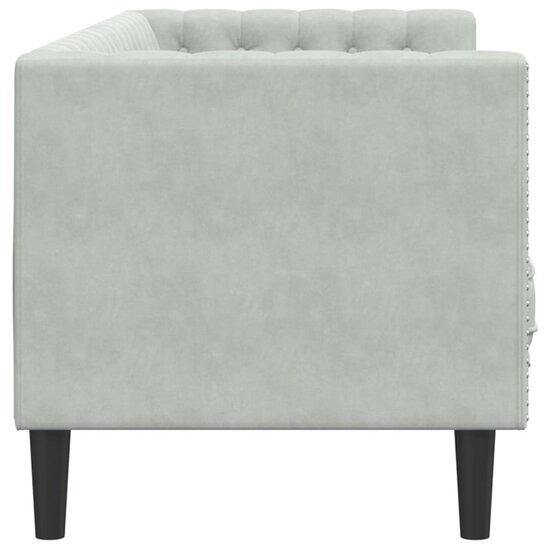 Chesterfield-Stijl Met Bolsters Fluweel Lichtgrijs Driezitsbank
