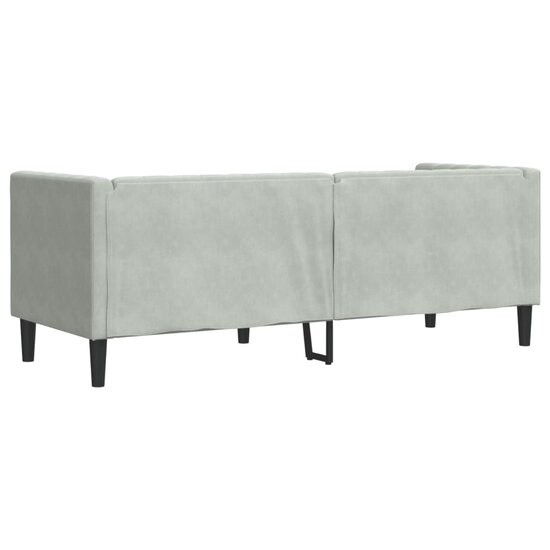 Chesterfield-Stijl Met Bolsters Fluweel Lichtgrijs Driezitsbank