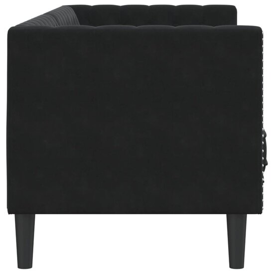 Chesterfield-Stijl Met Bolsters Fluweel Zwart Driezitsbank