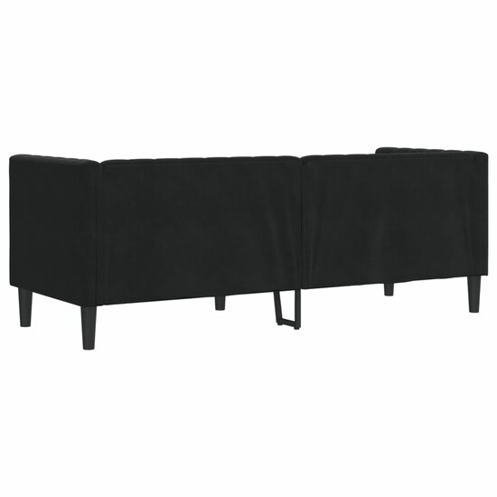 Chesterfield-Stijl Met Bolsters Fluweel Zwart Driezitsbank