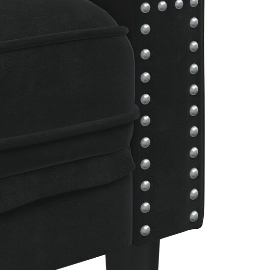 Chesterfield-Stijl Met Bolsters Fluweel Zwart Driezitsbank