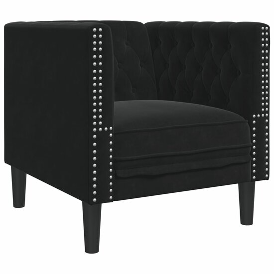 3-Delige Loungeset Chesterfield Met Bolsters Fluweel Zwart