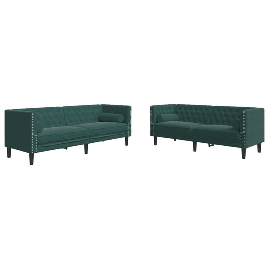 2-Delige Loungeset Chesterfield En Bolsters Fluweel Donkergroen