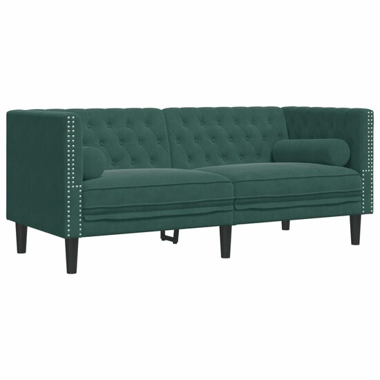 2-Delige Loungeset Chesterfield En Bolsters Fluweel Donkergroen