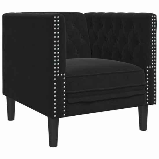 Fauteuil Chesterfield-Stijl Fluweel Zwart