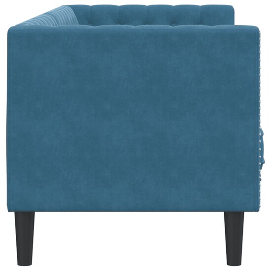 Chesterfield-Stijl Met Bolsters Fluweel Blauw Driezitsbank