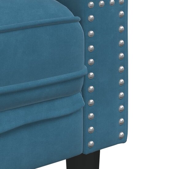 Chesterfield-Stijl Met Bolsters Fluweel Blauw Driezitsbank