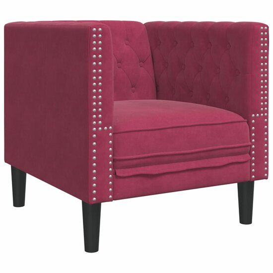 3-Delige Loungeset Chesterfield Met Bolsters Fluweel Wijnrood