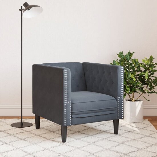 Fauteuil Chesterfield-stijl fluweel donkergrijs