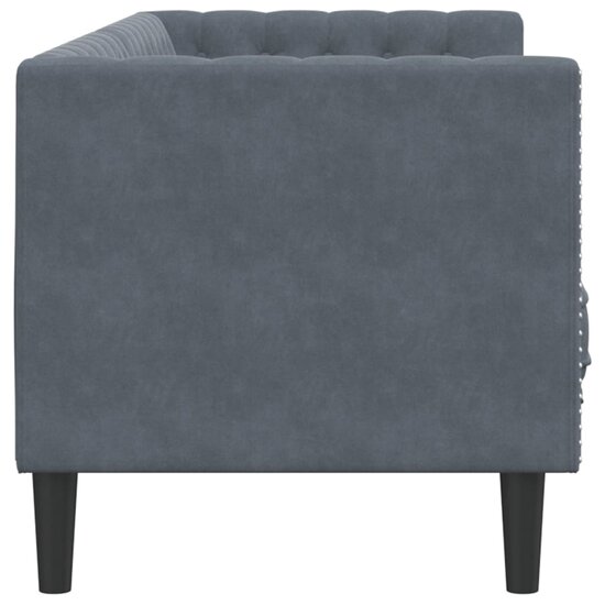 Chesterfield-Stijl En Bolsters Fluweel Donkergrijs Driezitsbank