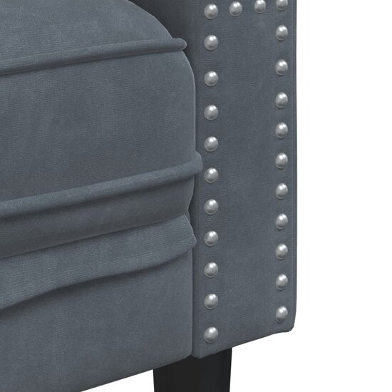 Chesterfield-Stijl En Bolsters Fluweel Donkergrijs Driezitsbank