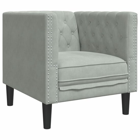 3-Delige Loungeset Chesterfield Met Bolsters Fluweel Lichtgrijs