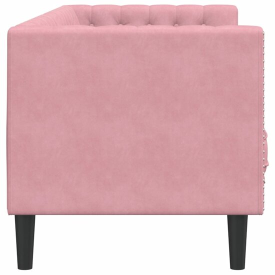 Chesterfield-Stijl Met Bolsters Fluweel Roze Driezitsbank