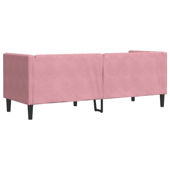 Chesterfield-Stijl Met Bolsters Fluweel Roze Driezitsbank