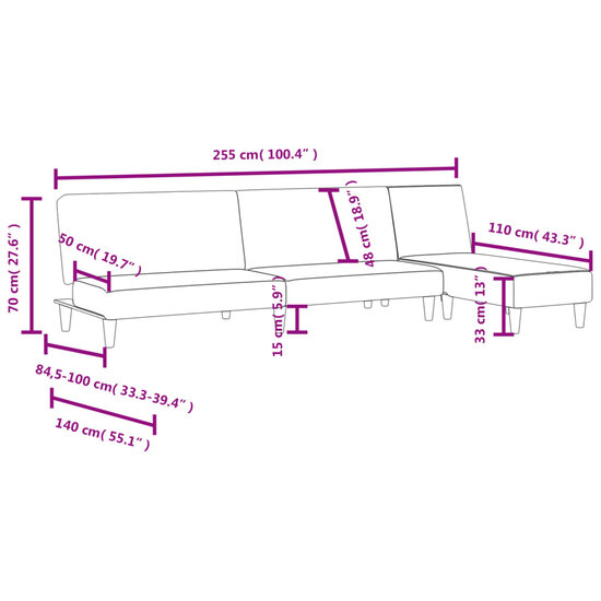 2-Delige Loungeset Stof Donkergrijs
