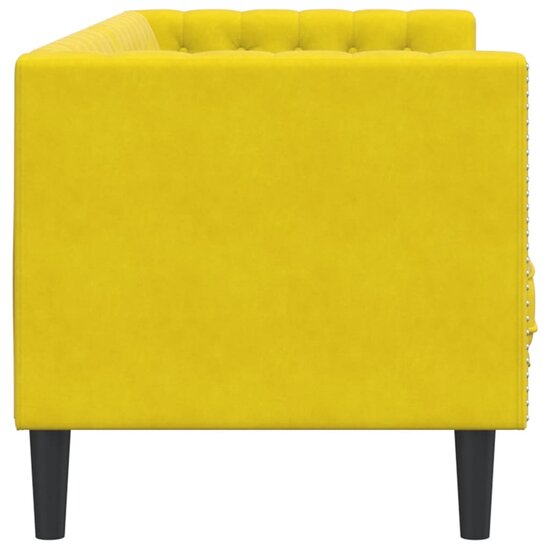 Chesterfield-Stijl Met Bolsters Fluweel Geel Driezitsbank