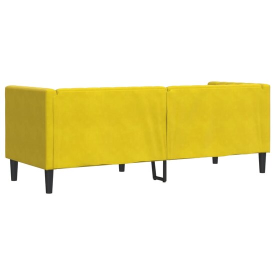 Chesterfield-Stijl Met Bolsters Fluweel Geel Driezitsbank